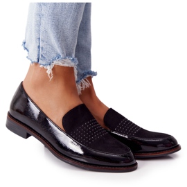 Mocassins laqués femme Sergio Leone PB254 Noir