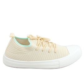 Baskets femme chaussettes beiges PC06P LT.BEIGE