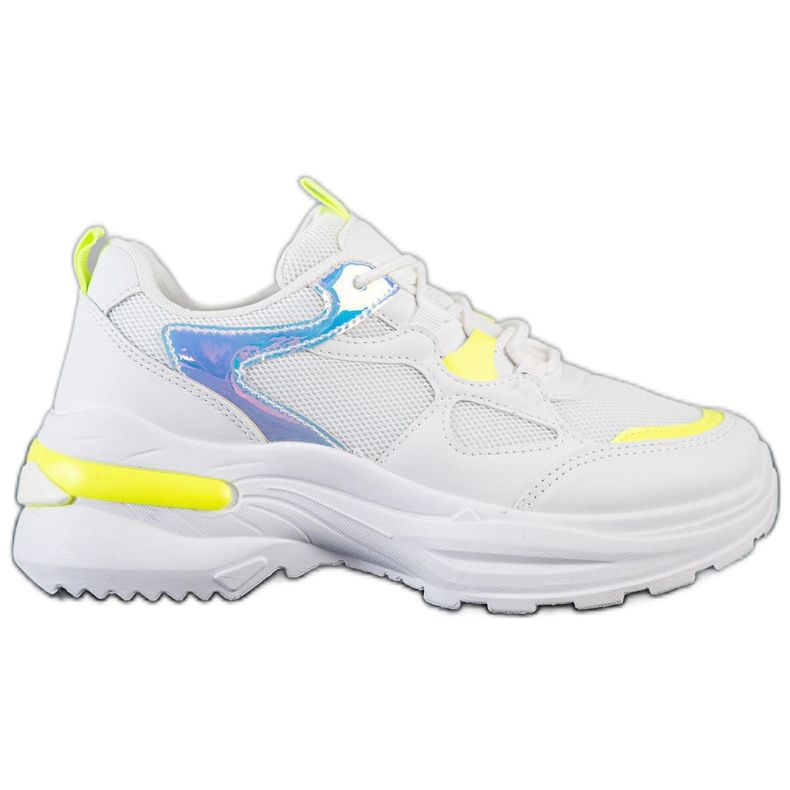 SHELOVET Baskets à empiècements jaunes blanche