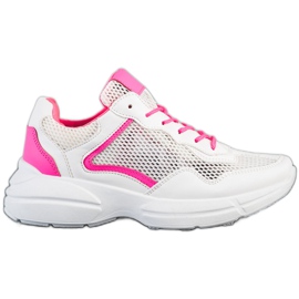 SHELOVET Baskets avec maille blanc rose