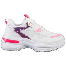 SHELOVET Baskets à empiècements roses blanc