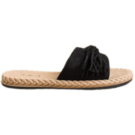 SHELOVET Pantoufles À Franges le noir