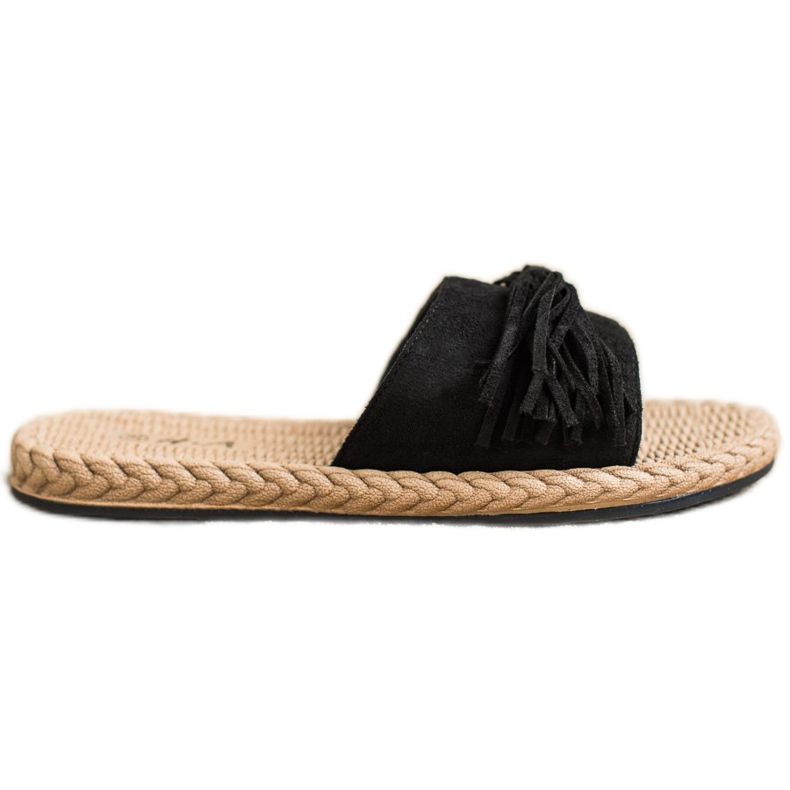 SHELOVET Pantoufles À Franges le noir