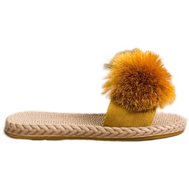 Bestelle Chaussons Avec Pompon jaune