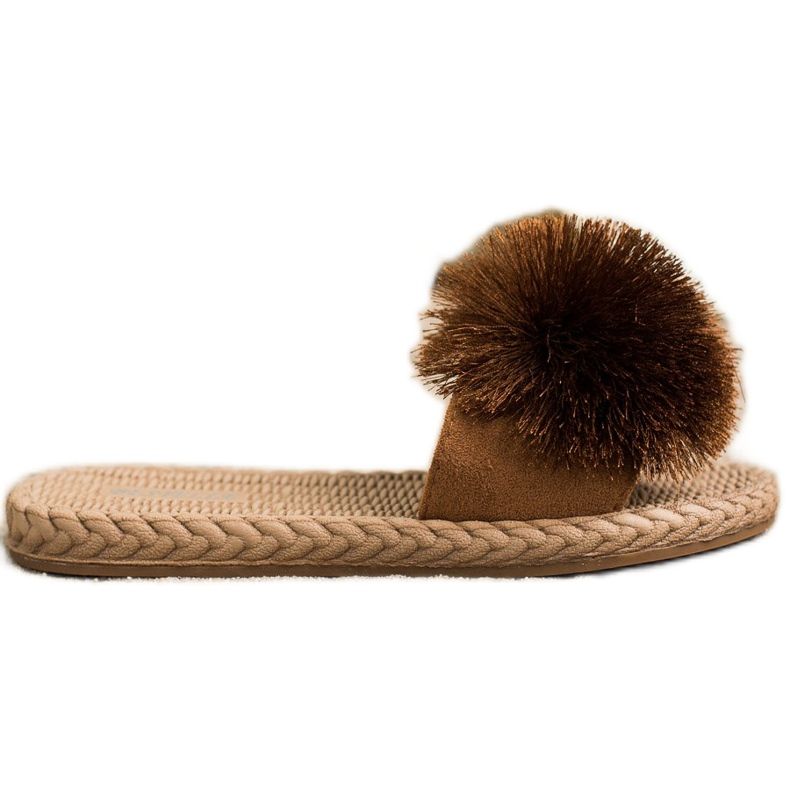 Bestelle Chaussons Avec Pompon brun
