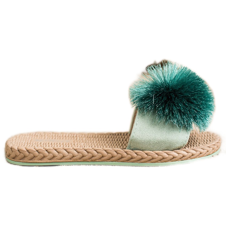 Bestelle Chaussons Avec Pompon vert