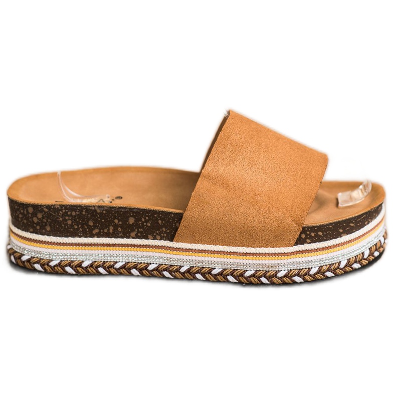SHELOVET Pantoufles confortables en daim brun