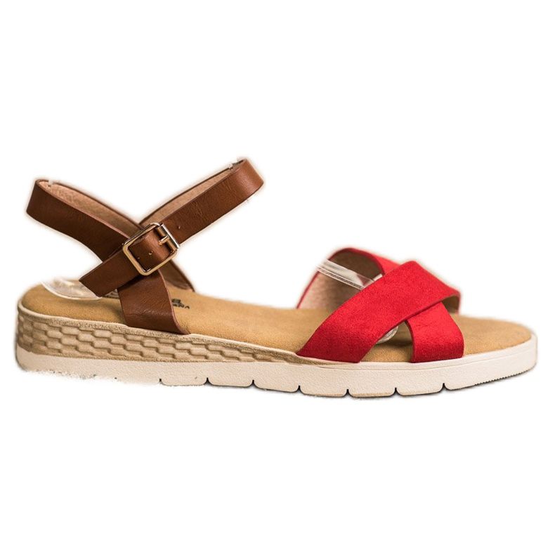 SHELOVET Sandales décontractées avec boucle brun rouge