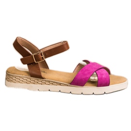 SHELOVET Sandales décontractées avec boucle brun rose