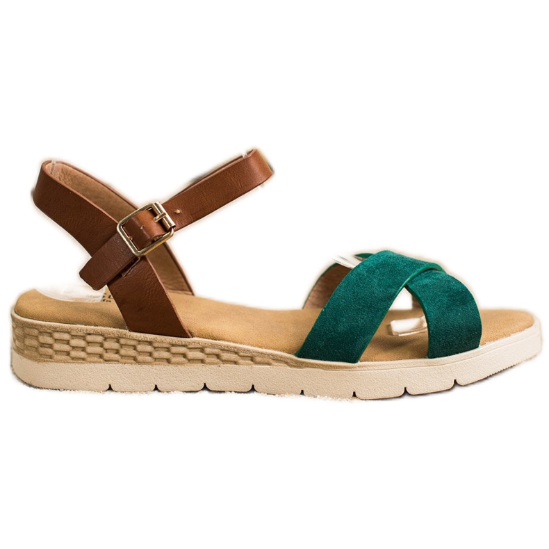 SHELOVET Sandales décontractées avec boucle brun vert