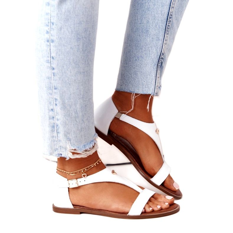 Sandales Cuir Femme Nicole 2648 Blanc Métallisé blanche