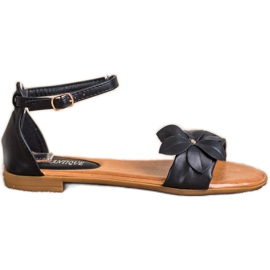 Diamantique Sandales noires à fleurs