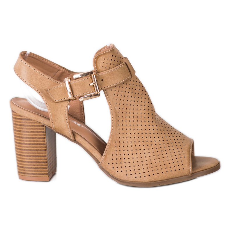 Renda Sandales construites avec cuir écologique beige brun Renda Sandales construites avec cuir écologique beige brun