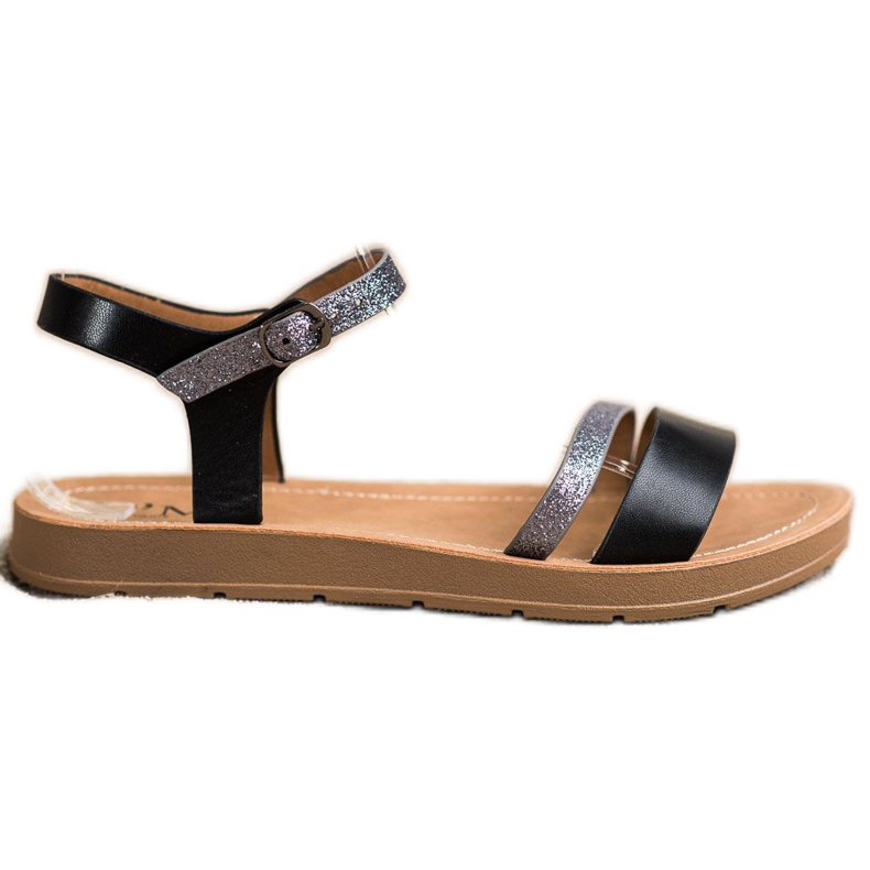 Cm Paris Sandales élégantes à paillettes le noir gris