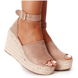 MSMG Sandales compensées marron clair Makenna avec tresses beige MSMG Sandales compensées marron clair Makenna avec tresses beige