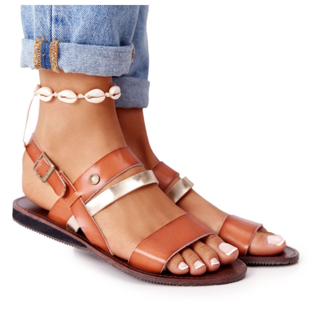 Sandales plates femme shop marron