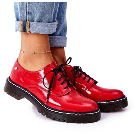 Femme Oxfords Maciejka 04087-08 Chaussures En Cuir Rouge