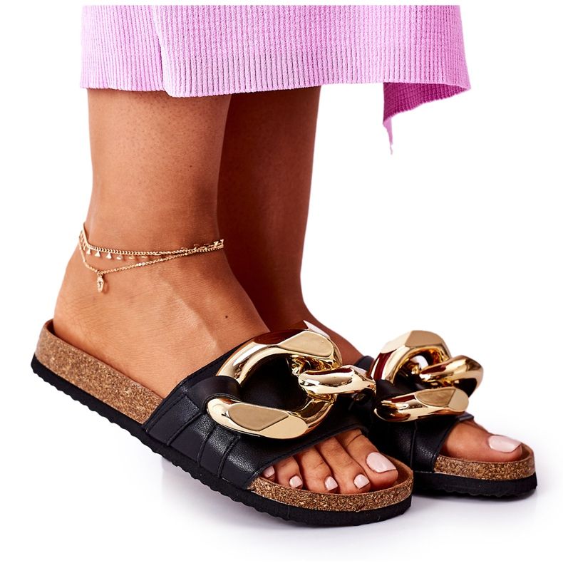 S.Barski Chaussons En Liège Avec Chaîne S. Barski SB002 Noir le noir S.Barski Chaussons En Liège Avec Chaîne S. Barski SB002 Noir le noir