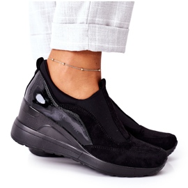 Vinceza 10593 - Baskets compensées noires à enfiler le noir