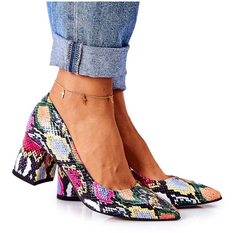 Escarpins en cuir à motif peau de serpent Lewski Shoes 2801 Colorful multicolore