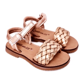 FR1 Sandales Enfant Tressées Or Rose 283-2B Bailly doré