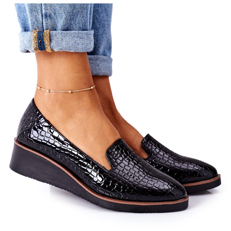 Chaussures Laquées Sur Compensée Vinceza 10675 Noir le noir