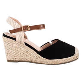 Cm Paris Espadrilles En Daim Sur Le Compensé beige noir
