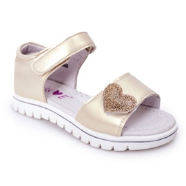 Sandales pour enfants avec velcro Golden Sweetheart doré