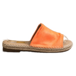 SHELOVET Pantoufles classiques en daim orange