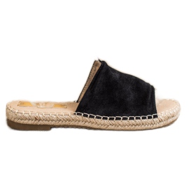SHELOVET Pantoufles classiques en daim le noir