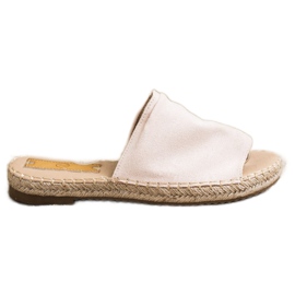 SHELOVET Pantoufles classiques en daim beige