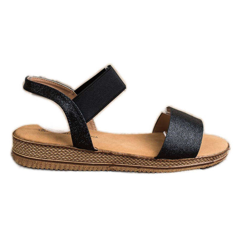 Queentina Sandales noires à paillettes le noir