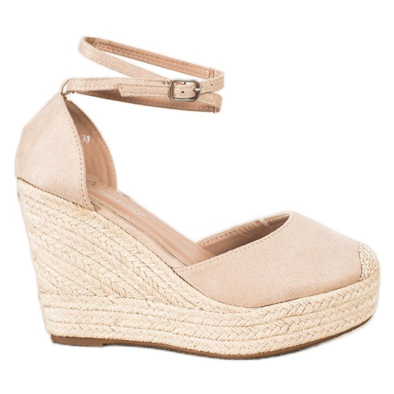 Queentina Espadrilles élégantes sur un coin haut beige