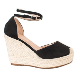 Queentina Espadrilles élégantes sur un coin haut le noir