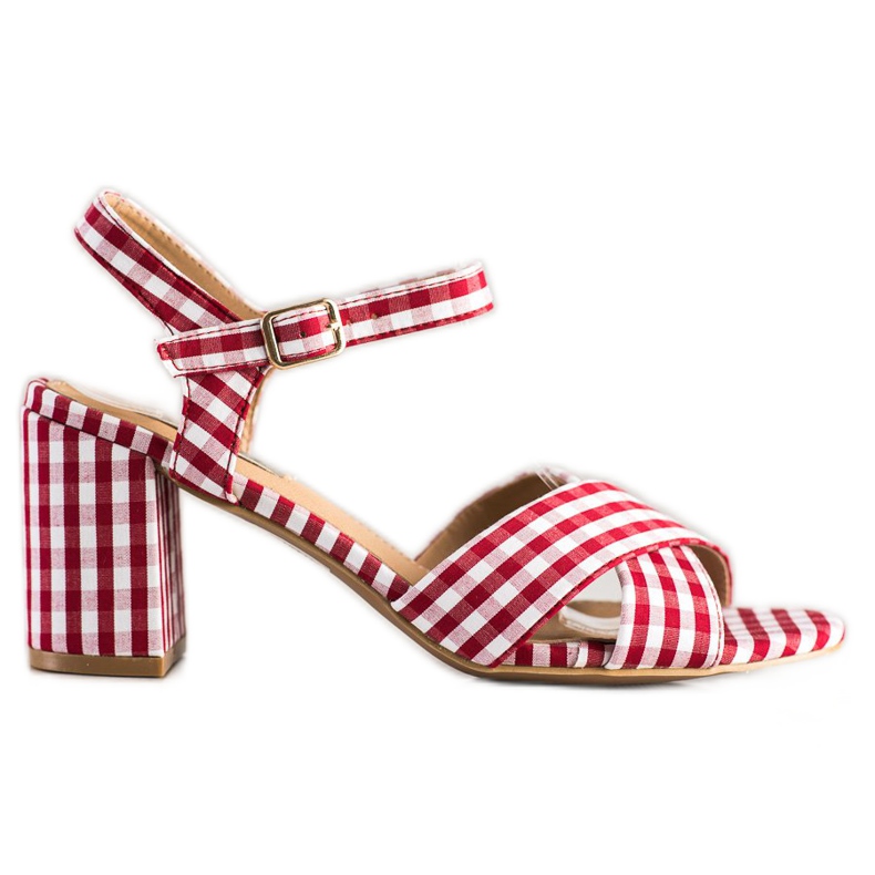 SHELOVET Sandales à carreaux à la mode rouge