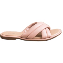 Renda Pantoufles en cuir écologique à la mode rose