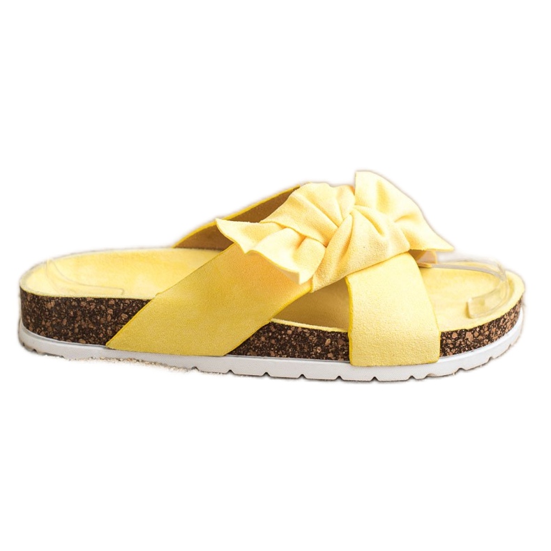 Ideal Shoes Pantoufles à la mode jaune