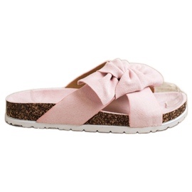 Ideal Shoes Pantoufles à la mode rose