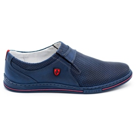 Polbut Chaussures homme en cuir 362, perforées, bleu marine Polbut Chaussures homme en cuir 362, perforées, bleu marine