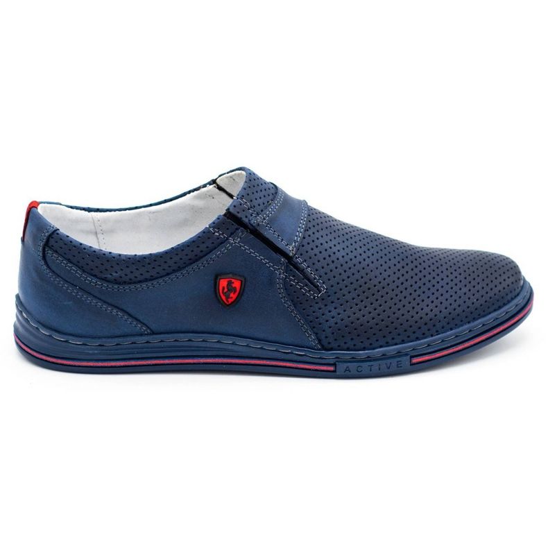 Polbut Chaussures homme en cuir 362, perforées, bleu marine Polbut Chaussures homme en cuir 362, perforées, bleu marine