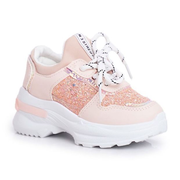 FRROCK Chaussures de sport pour enfants avec paillettes rose Matylda