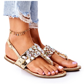 Sandales Tongs Avec Cristaux Lu Boo Doré