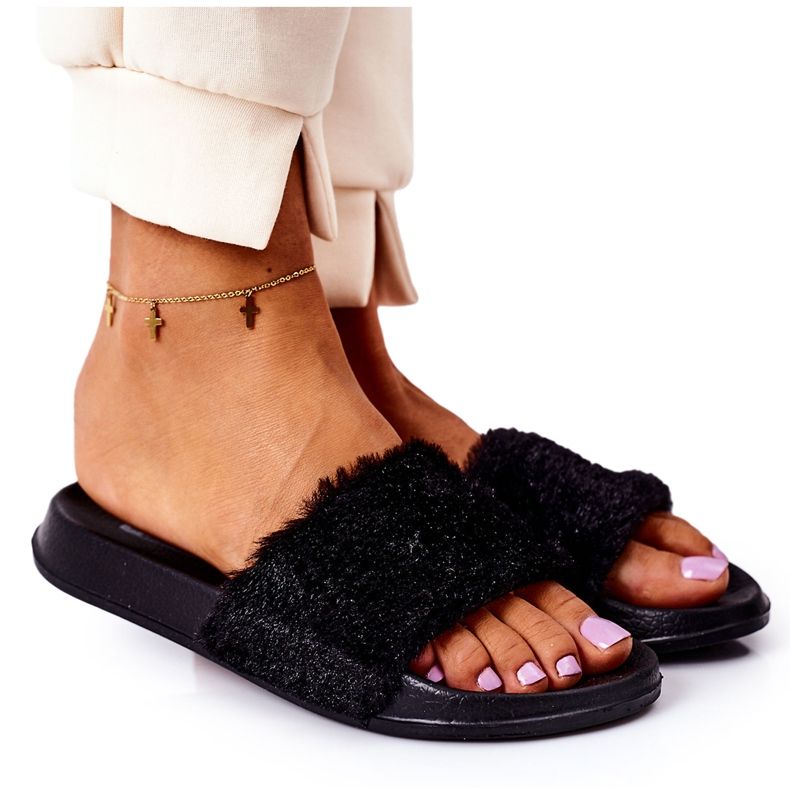 PE1 Chaussons Caoutchouc Fourrure Noir Emery le noir
