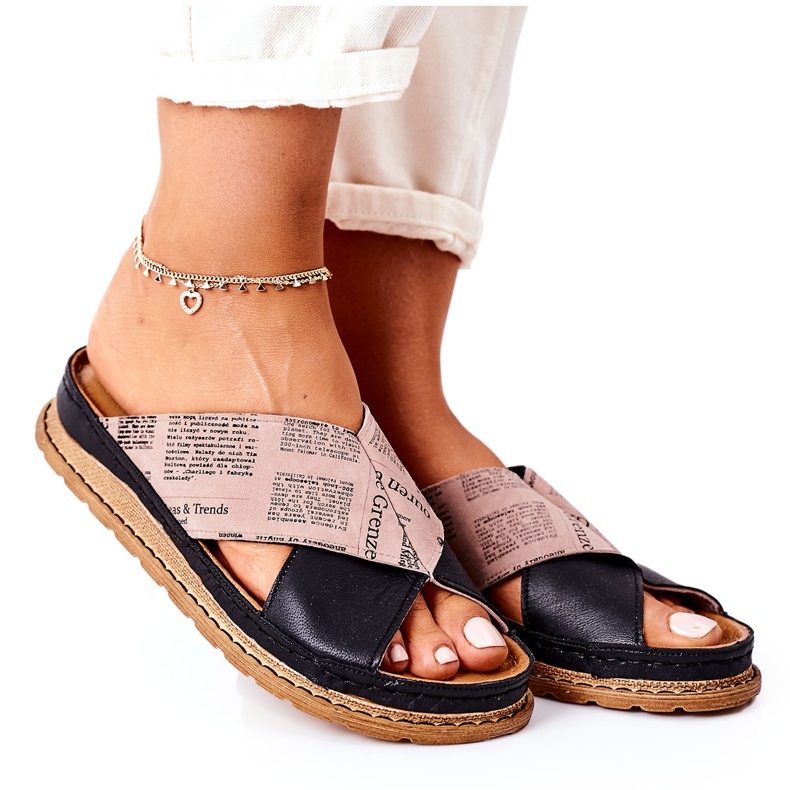 Maciejka 04986-01 Pantoufles en cuir profilées noir-marron brun le noir