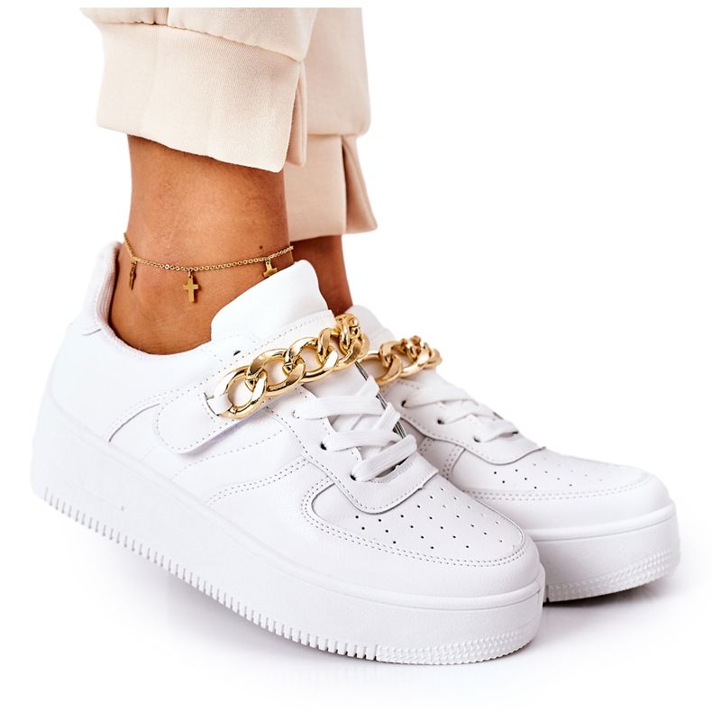 Chaussures De Sport Baskets Avec Chaîne Blanc One Chance blanche
