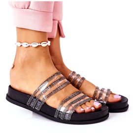 PS1 Miss You Pantoufles En Caoutchouc Noir Avec Oxyde De Zirconium