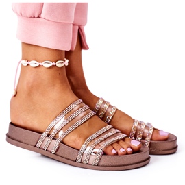 PS1 Chaussons En Caoutchouc Avec Oxyde De Zirconium Or Rose Miss You doré