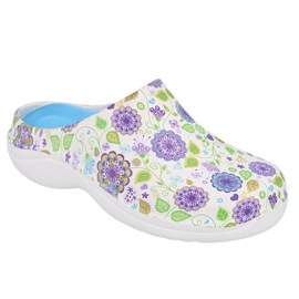 Chaussures femme Befado - fleur 3 blanc / violet 154D103