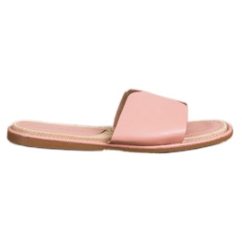 SHELOVET Pantoufles élégantes en cuir écologique rose SHELOVET Pantoufles élégantes en cuir écologique rose
