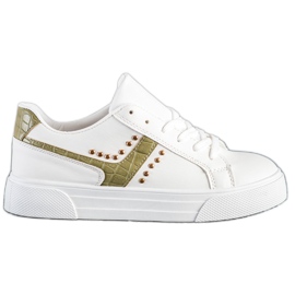 SHELOVET Chaussures nouées avec insert vert blanc